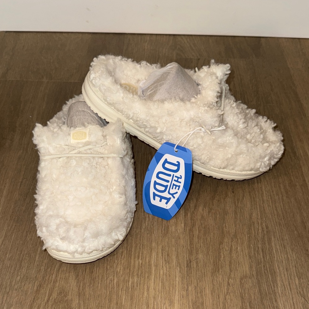 Hey Dude Cream Shearling Slip-On Clog